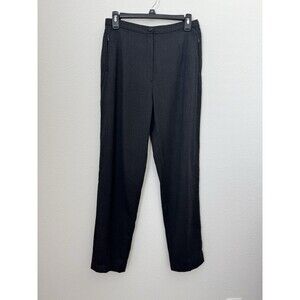 Piazza Sempione Women's Solid Black Wool Straight Leg Dress Pants Italian 42/US6